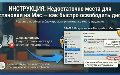 Недостаточно места для установки на Mac - как быстро освободить диск