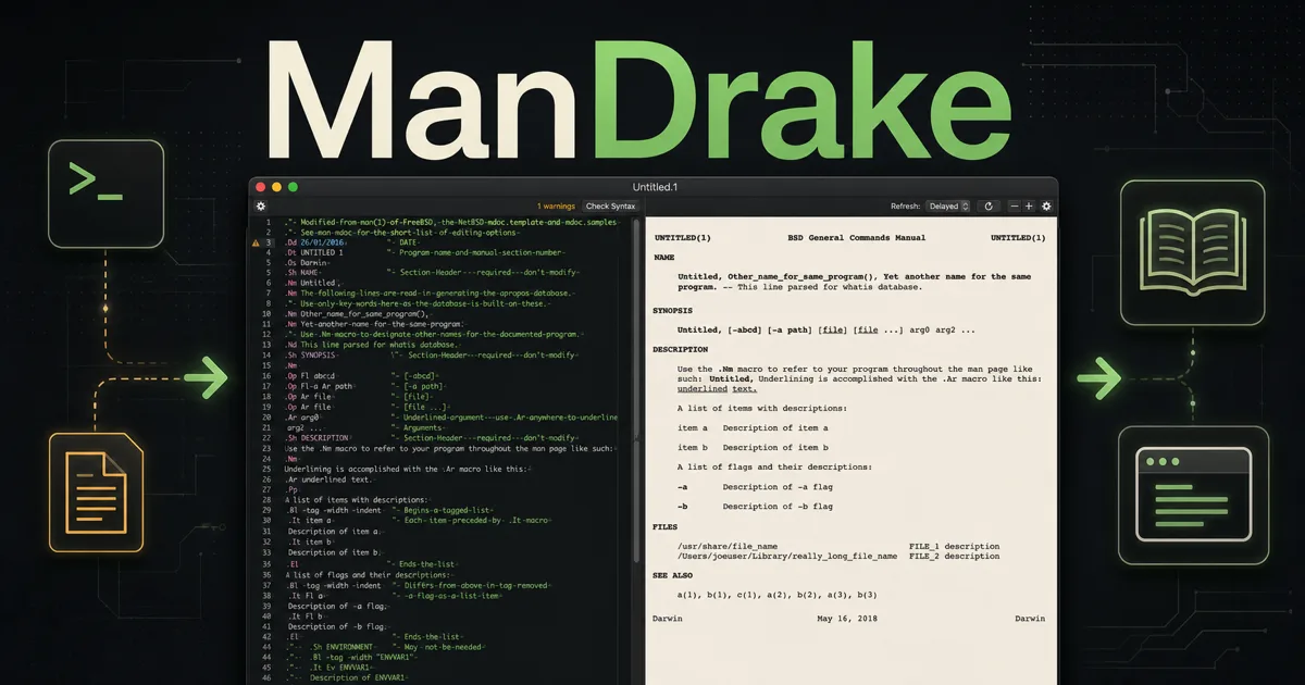 ManDrake: редактор man-страниц для macOS