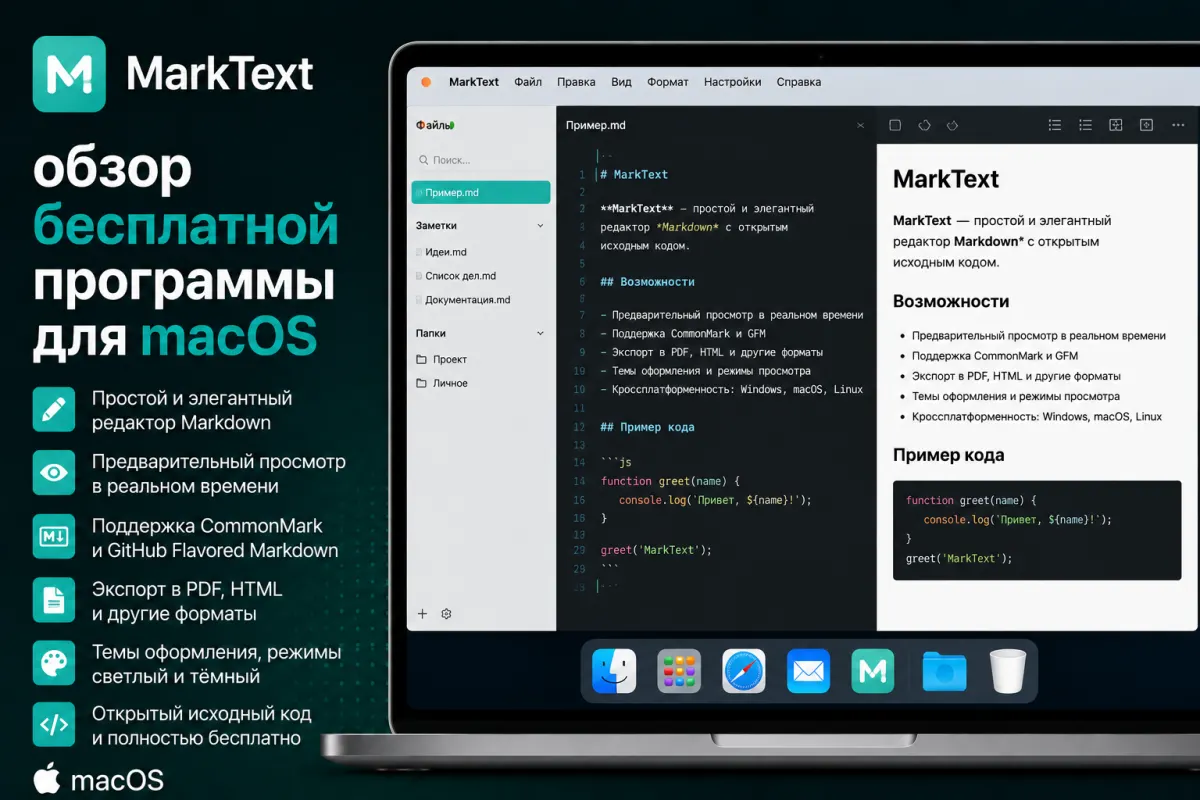 MarkText - обзор бесплатной программы для macOS