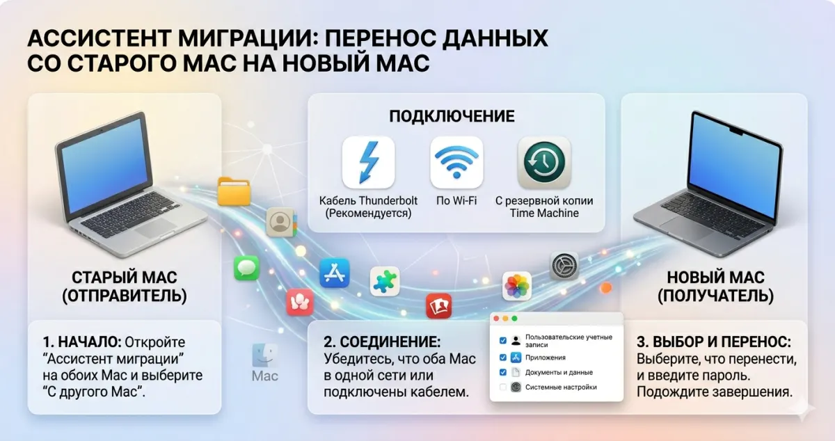 Migration Assistant: перенос со старого Mac на новый