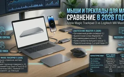 Мыши и трекпады для Mac: Magic Trackpad vs Logitech MX в 2026