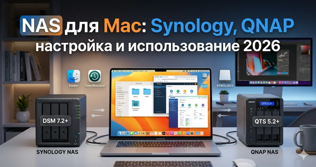 NAS для Mac: Synology, QNAP - настройка и использование 2026