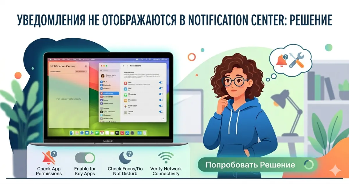 Notification Center не показывает уведомления на Mac - решение