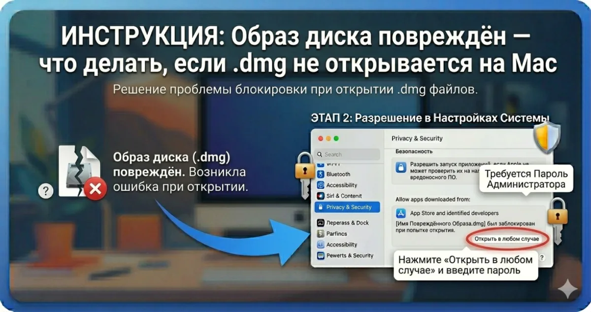 Образ диска повреждён - что делать если .dmg не открывается на Mac