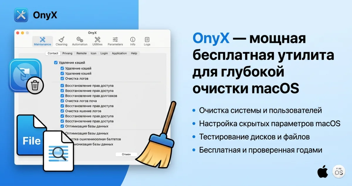 OnyX - мощная бесплатная утилита для глубокой очистки macOS