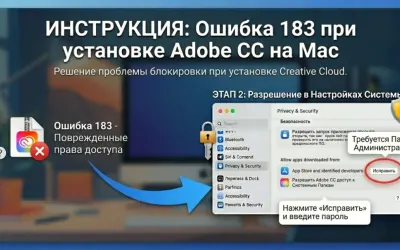 Ошибка 183 при установке Adobe Creative Cloud на Mac - решение