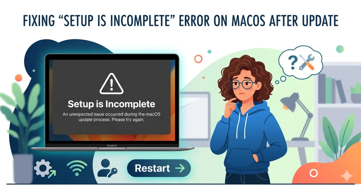Ошибка «Setup is Incomplete» после обновления macOS - что делать