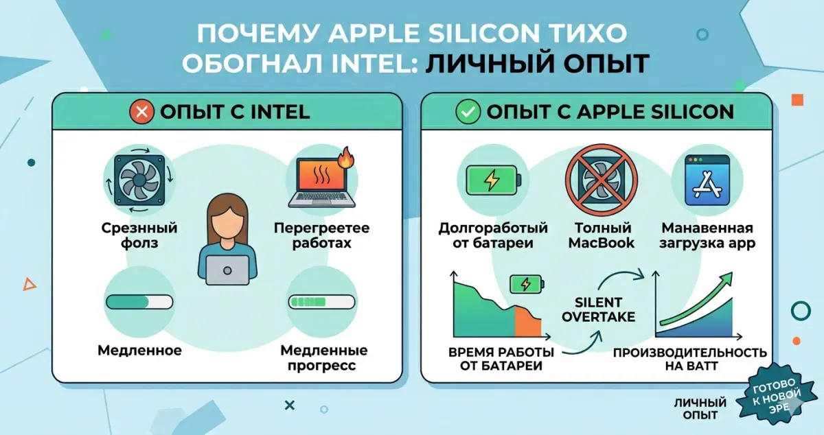 Почему Apple Silicon тихо обогнал Intel: личный опыт