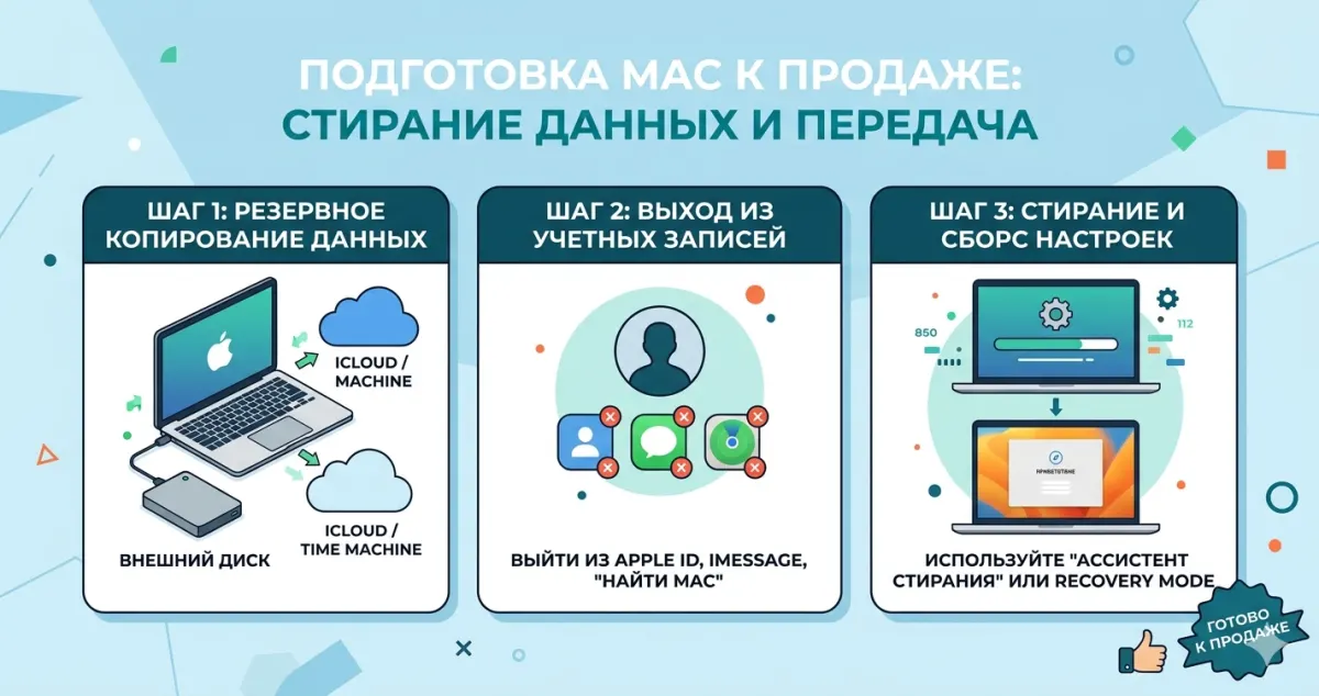 Подготовка Mac к продаже: стирание данных и передача
