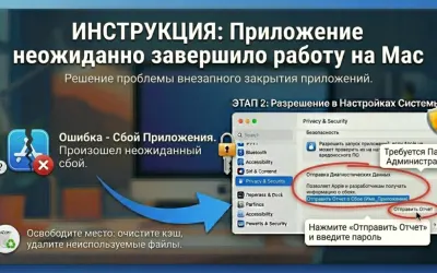 Приложение неожиданно завершило работу на Mac - что делать
