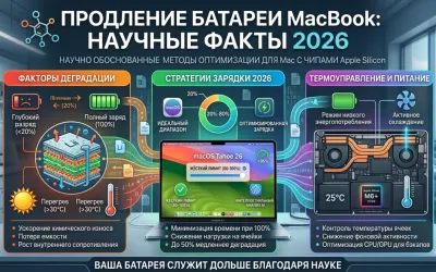 Продление батареи MacBook: научные факты 2026