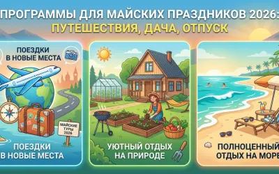 Программы для майских праздников 2026: путешествия, дача, отпуск