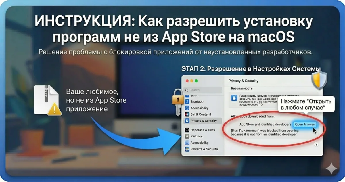 Как разрешить установку программ не из App Store на macOS