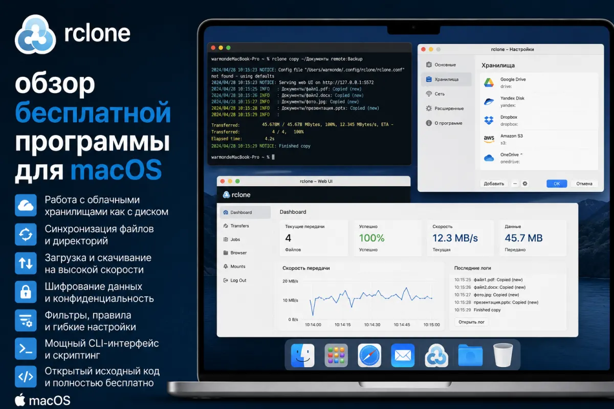 rclone - обзор бесплатной программы для macOS