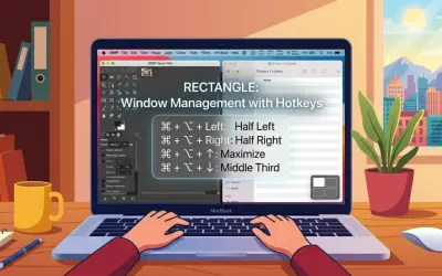 Rectangle — управление окнами на macOS горячими клавишами