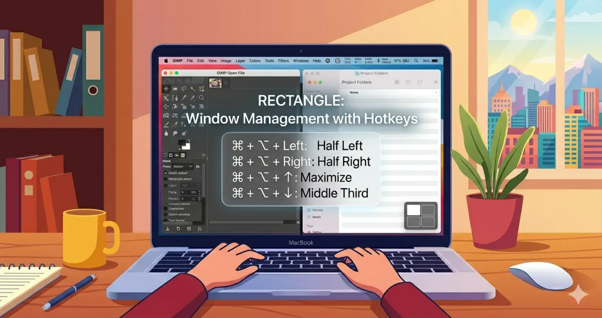 Rectangle — управление окнами на macOS горячими клавишами