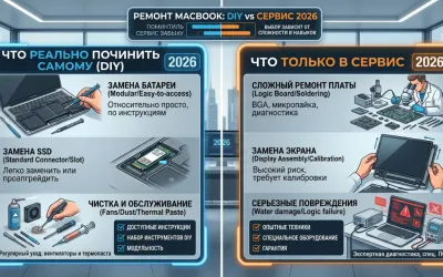 Ремонт MacBook: что реально починить самому, что только в сервис 2026