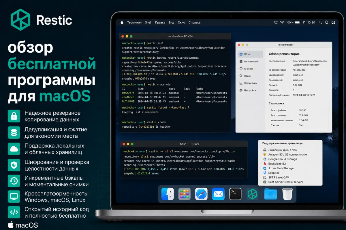 Restic - обзор бесплатной программы для macOS