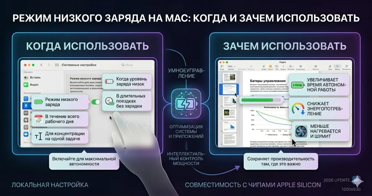 Режим низкого заряда на Mac: когда и зачем использовать