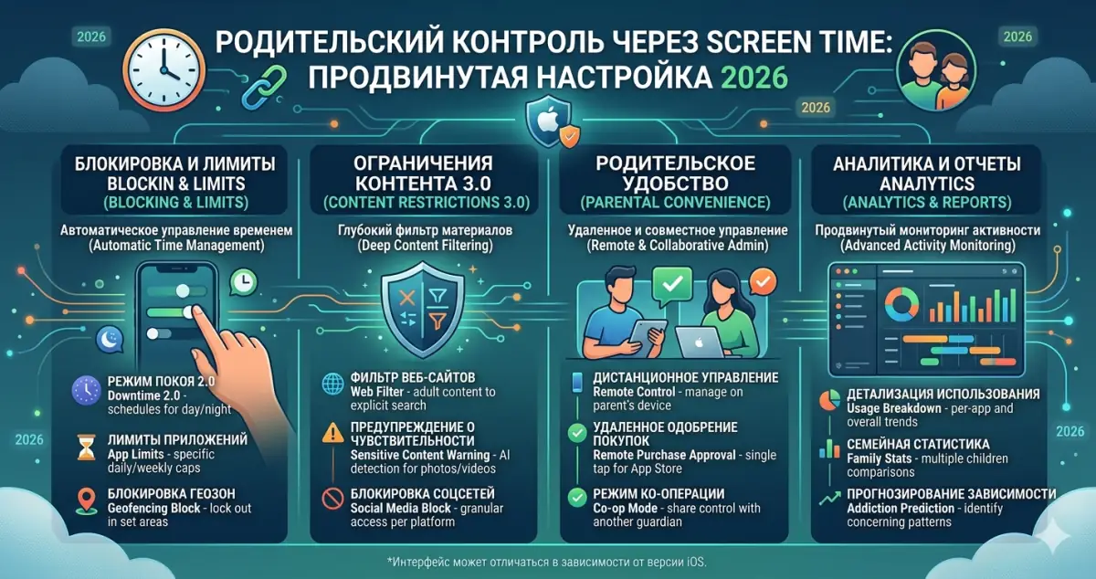 Родительский контроль через Screen Time: продвинутая настройка 2026