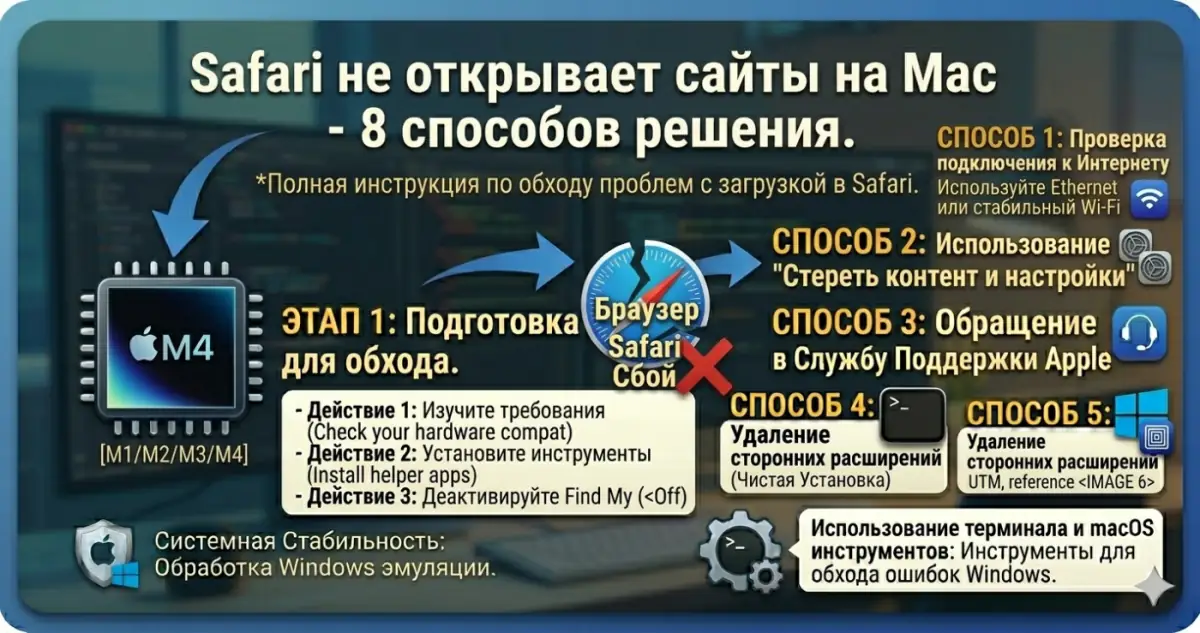 Safari не открывает сайты на Mac - 8 способов решения
