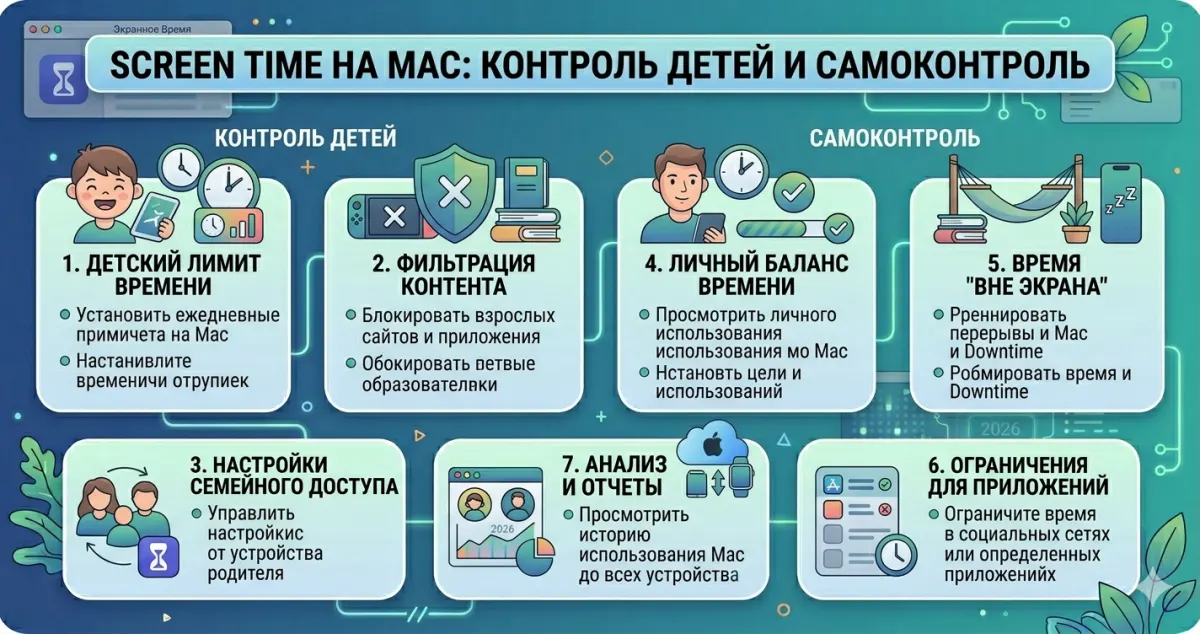 Screen Time на Mac: контроль детей и самоконтроль