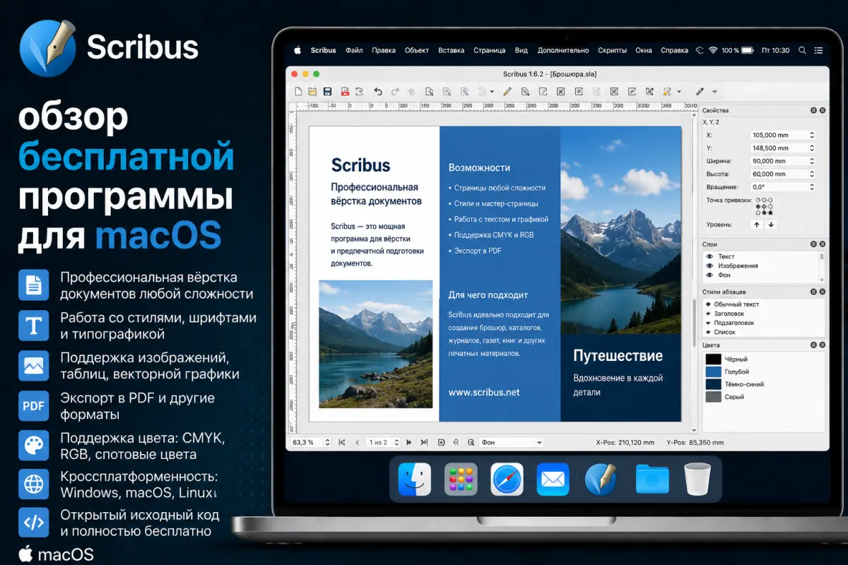Scribus - обзор бесплатной программы для macOS