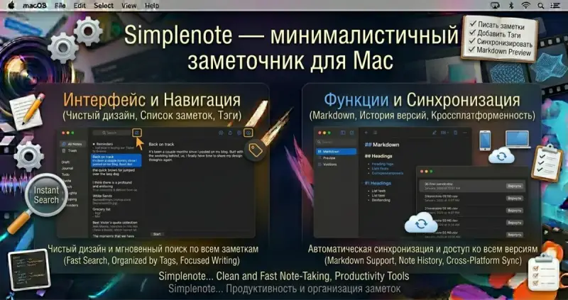 Simplenote - минималистичный заметочник для Mac