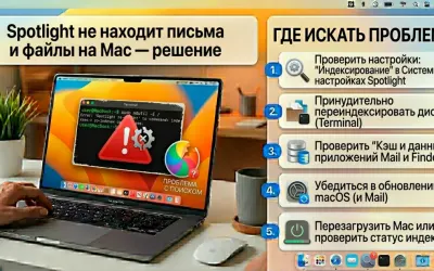 Spotlight не находит письма и файлы на Mac - решение