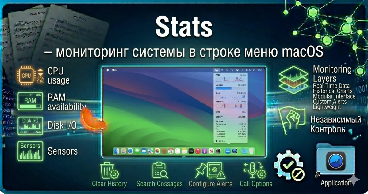 Stats — мониторинг системы в строке меню macOS
