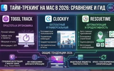 Тайм-трекинг: Toggl, Clockify, RescueTime на Mac в 2026