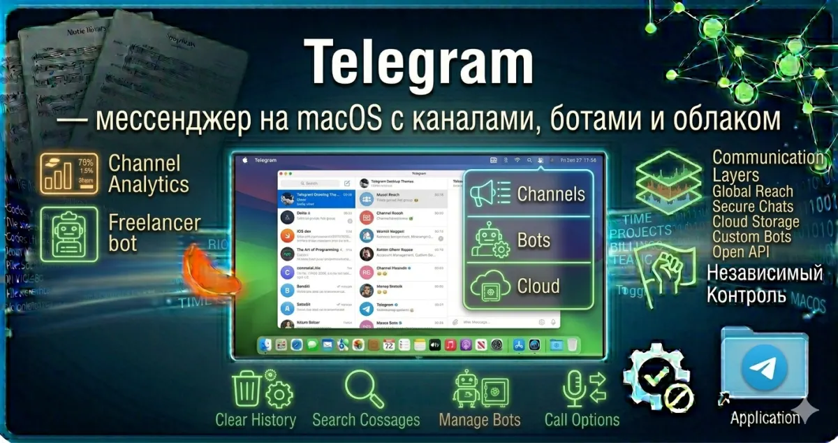 Telegram — мессенджер на macOS с каналами, ботами и облаком