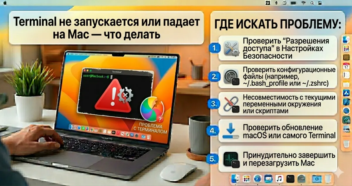Terminal не запускается или падает на Mac - что делать