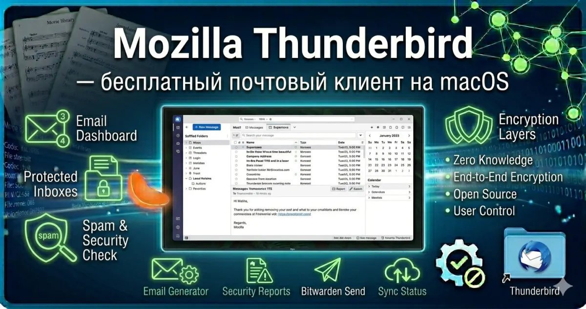 Mozilla Thunderbird — бесплатный почтовый клиент на macOS