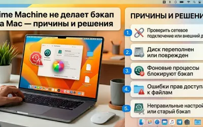Time Machine не делает бэкап на Mac - причины и решения