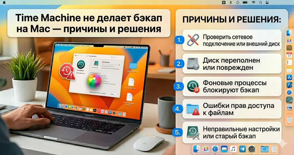 Time Machine не делает бэкап на Mac - причины и решения