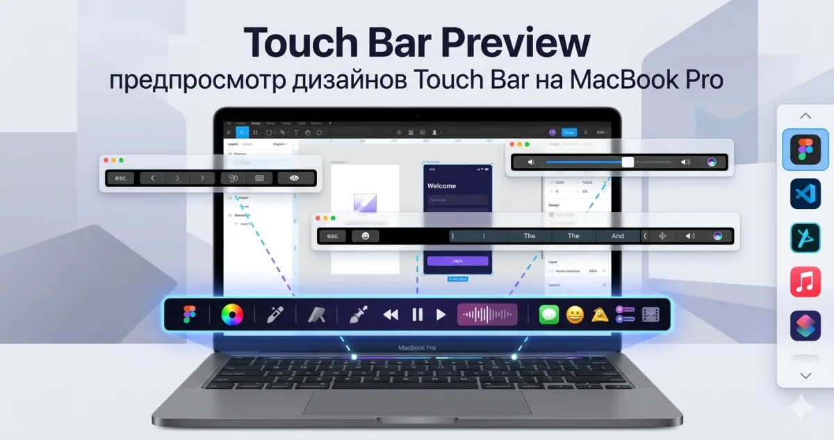 Touch Bar Preview - предпросмотр дизайнов Touch Bar на MacBook Pro