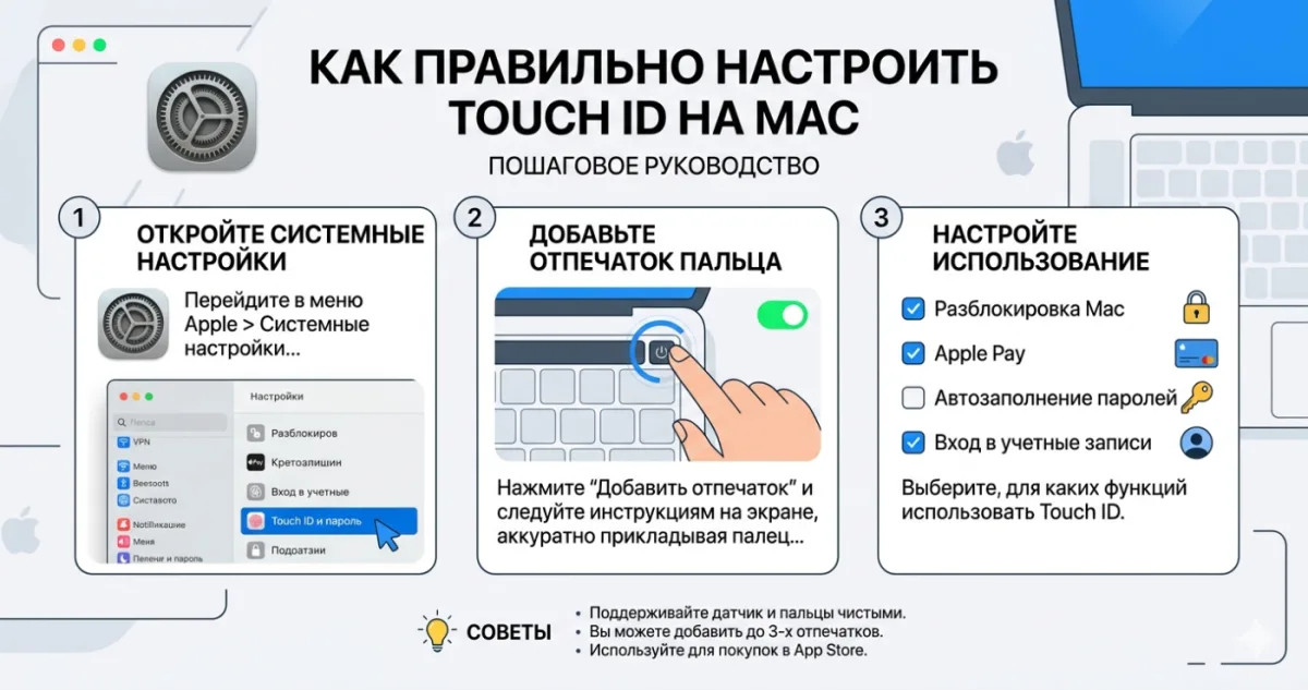 Touch ID на Mac - как настроить правильно