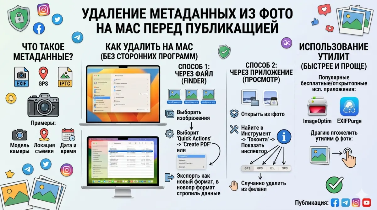 Удаление метаданных из фото на Mac перед публикацией
