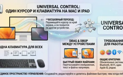 Universal Control: один курсор и клавиатура на Mac и iPad