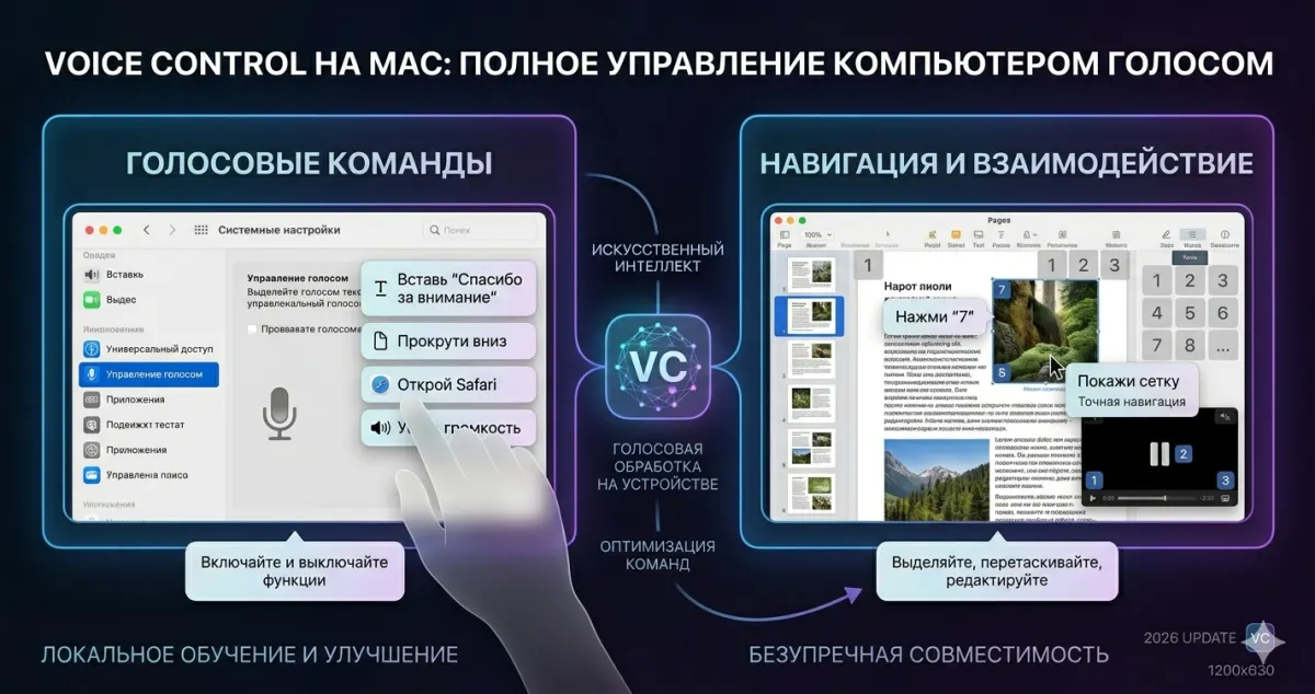 Voice Control на Mac: полное управление компьютером голосом