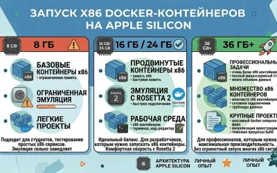 Запуск x86 Docker-контейнеров на Apple Silicon