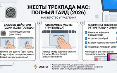 Жесты трекпада Mac: полный гайд (2026)